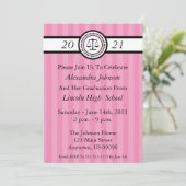 Stripes Law School Graduation Invitations (Pink) (Debout devant)