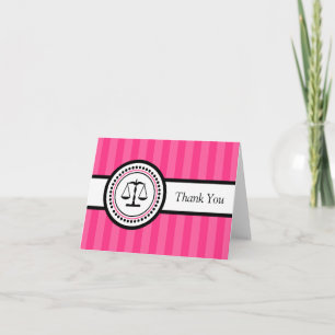 Stripes Legal Scales Hartelijk dank (Hot Pink) Bedankkaart