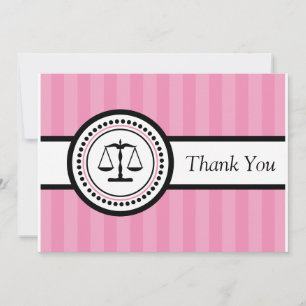 Stripes Legal Scales Hartelijk dank (roze) Bedankkaart