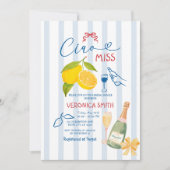 Stripes Lemon Blue Italy Ciao Vrijgezellenfeest Kaart (Voorkant)