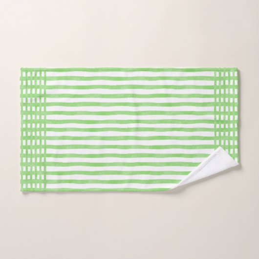 Stripes Lime Vert et Blanc Serviette (Serviette à main)