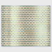 Stripes Lines Harten Champaigne Gouden Tiffany Aqu Cadeaupapier (Vlak)