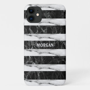 Stripes met zwart en grijs gemarmerd iPhone 11 hoesje