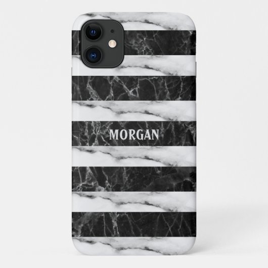 Stripes met zwart en grijs gemarmerd Case-Mate iPhone case (Achterkant)