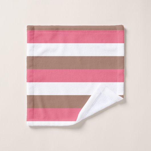 Stripes Mocha Brown rose blanc (Gant de toilette)