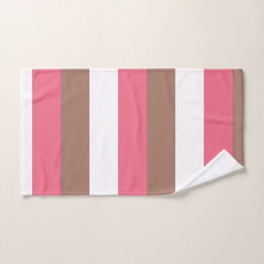 Stripes Mocha Brown rose blanc (Serviette à main)