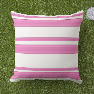 Stripes Modern roze witte abstracte lijnen Buitenkussen