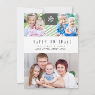 Stripes modernes Joyeuses Vacances Photo Cartes Pl