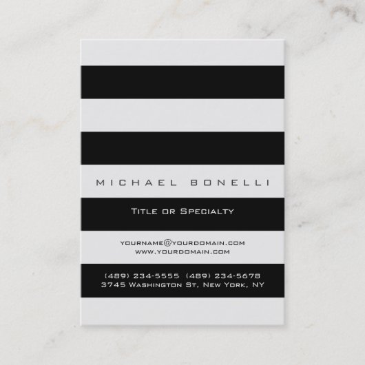 Stripes Monogram Trendy Chic Visitekaartje (Voorkant)