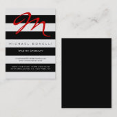 Stripes Monogramme Carte de visite de calligraphie (Devant / Derrière)