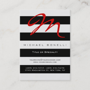 Stripes Monogramme Carte de visite de calligraphie