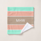 Stripes Motif Custom Monogram ensemble de serviett (Gant de toilette)