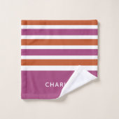 Stripes Motif Custom Monogram ensemble de serviett (Gant de toilette)