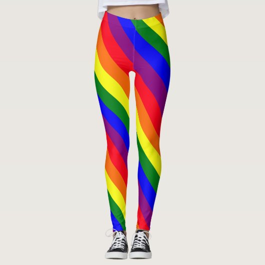 Stripes Motif Fierté Couleurs Leggings (Devant)