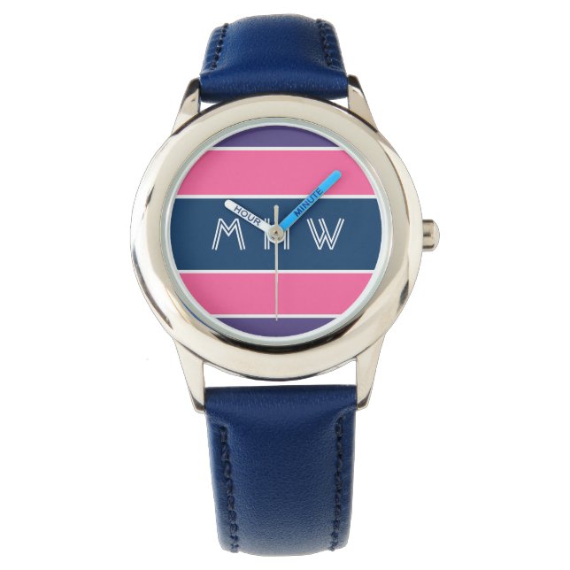 Stripes Motif montres monogrammes personnalisées (devant)