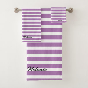 Stripes Motif Nom personnalisé Purple Lavender Bla
