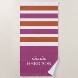 Stripes Motif nom personnalisé serviette de plage