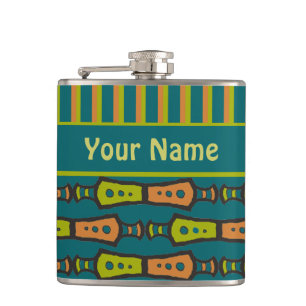 Stripes, Motif tribal, Turquoise : Flacon de hanch