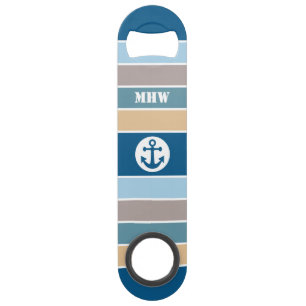 Stripes nautiques, ouvre-bouteille monogramme pers