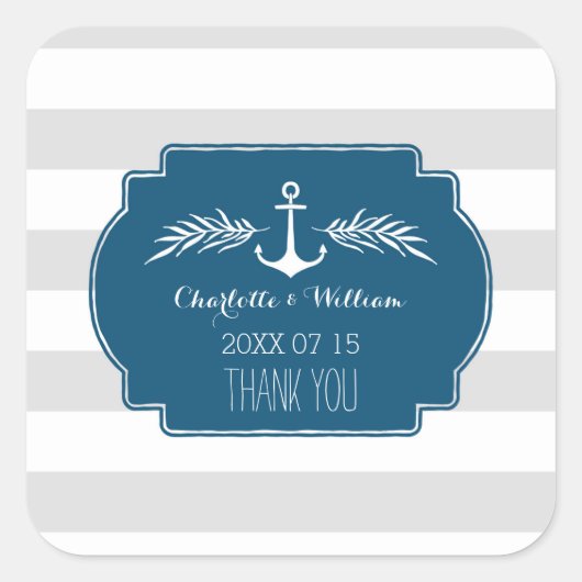  Stripes Nautische Bruiloft Favor Labels (Voorkant)