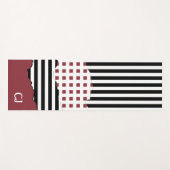 Stripes Net Black, White, Red Layered Initialen Yogamat (Voorkant (horizontaal))