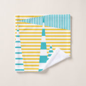 Stripes on Stripes - Turquoise et Jaune (Gant de toilette)