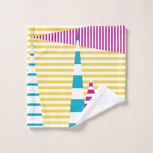 Stripes on Stripes - Turquoise, Jaune et Rose (Gant de toilette)