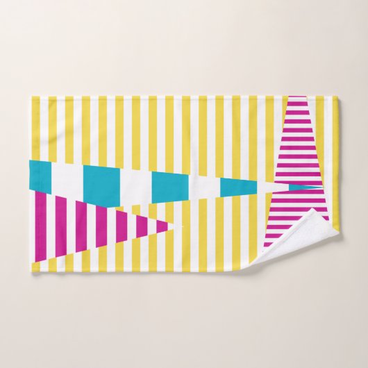 Stripes on Stripes - Turquoise, Jaune et Rose (Serviette à main)
