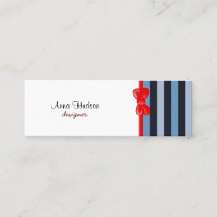 Stripes (parallelle lijnen) - Blauw zwart Mini Visitekaartje