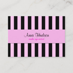 Stripes (parallelle lijnen) - Roze zwart Visitekaartje