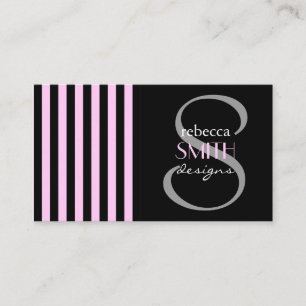Stripes (parallelle lijnen) - Roze zwart Visitekaartje