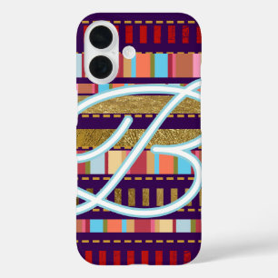 Stripes patroon & naam COOL iPhone 16 Hoesje