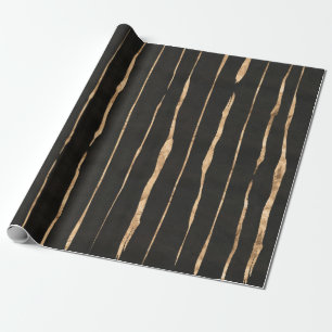 Stripes patroon voor zwart en Roos-goud Cadeaupapier