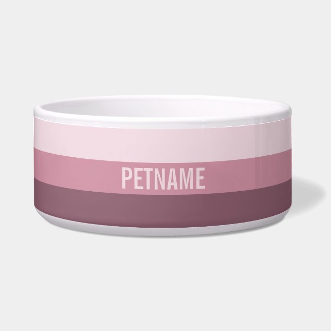 Stripes Pattern aangepaste monogram pet bowlen Voerbakje (Voorkant)