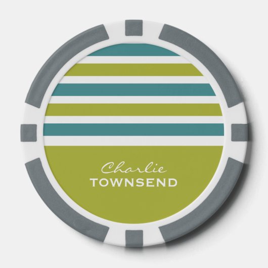 Stripes Pattern aangepaste monogram pokerchips (Voorkant)
