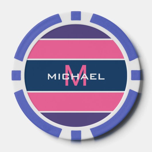 Stripes Pattern aangepaste monogram pokerchips (Voorkant)