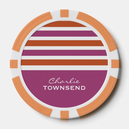 Stripes Pattern aangepaste monogram pokerchips (Voorkant)