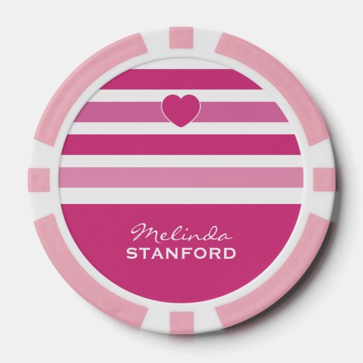 Stripes Pattern aangepaste monogram pokerchips (Voorkant)