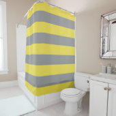Stripes Pattern Grey and Yellow Douchegordijn (In situ)