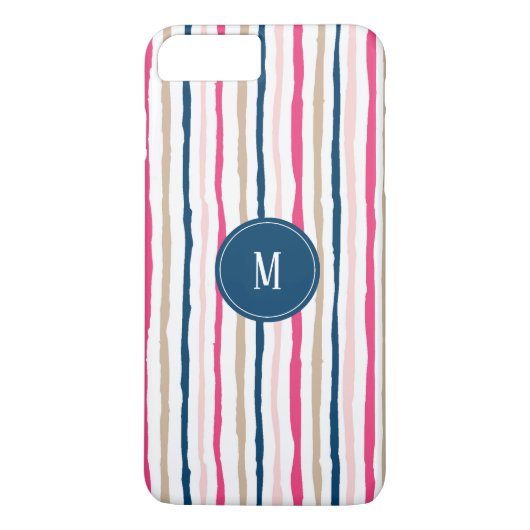 Stripes Pattern Monogram Case-Mate iPhone Case (Achterkant)