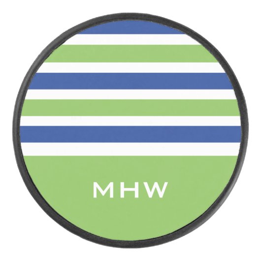 Stripes Pattern monogram hockey puck (Voorkant)