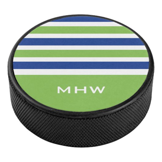 Stripes Pattern monogram hockey puck (3/4)