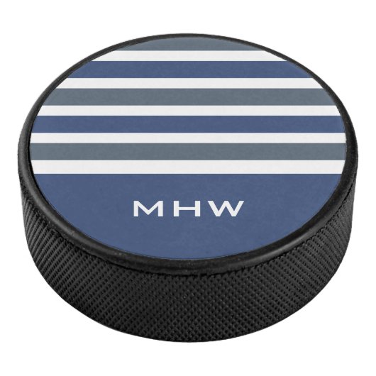 Stripes Pattern monogram hockey puck (3/4)