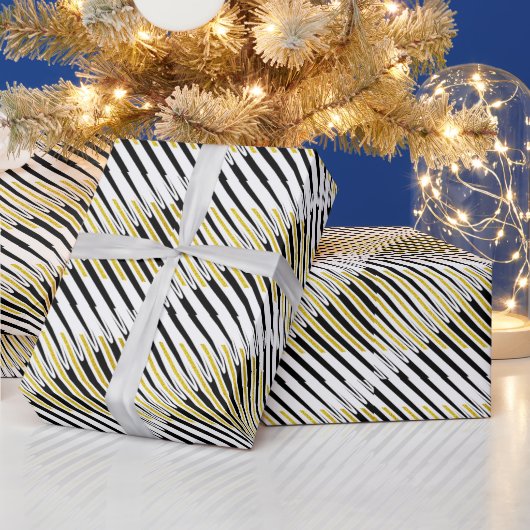 Stripes Pattern Multicolor Gold Glittery Stijlvol Cadeaupapier (Feestdagen)