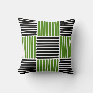 Stripes Pattern Pillow in groene en zwarte kleuren Kussen