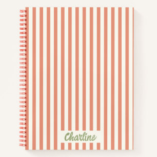 Stripes Pink Red Retro Calligraphy Notitieboek