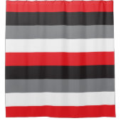 Stripes Red Black Grey White Pattern Douchegordijn (Voorkant)