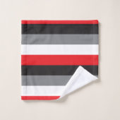 Stripes Red Black White Grey Pattern Bad Handdoek (Wasdoekje)