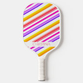Stripes Red Roze Paars Geel Moderne Aangepaste Naa Pickleball Paddle (Voorkant)