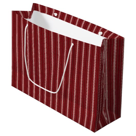 Stripes Rouges de Noël, Grand Sac Cadeau, Lustré (Devant Angle)